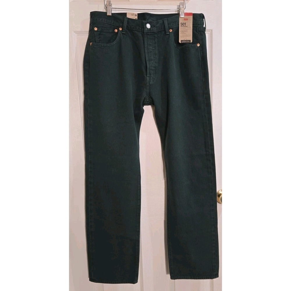 Levi's 501 Mens Jeans 34x32 Sits at Waist Relaxed Thigh Straight Leg GREEN